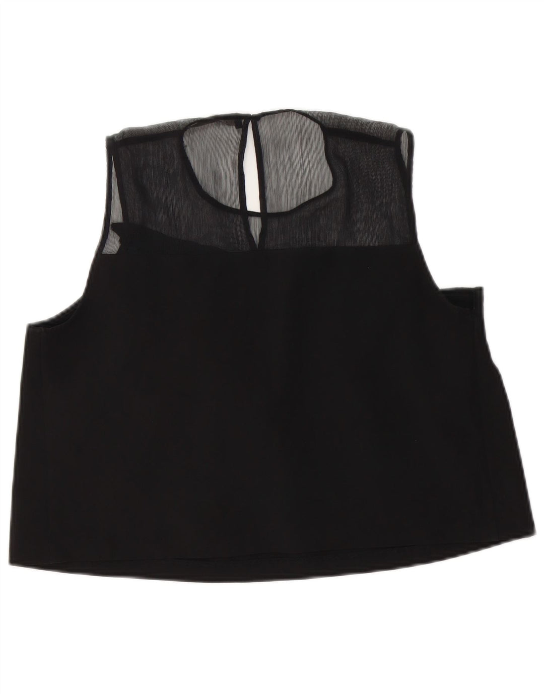 Zara Womens Crop Sleeveless Blouse Top UK 14 Large Black