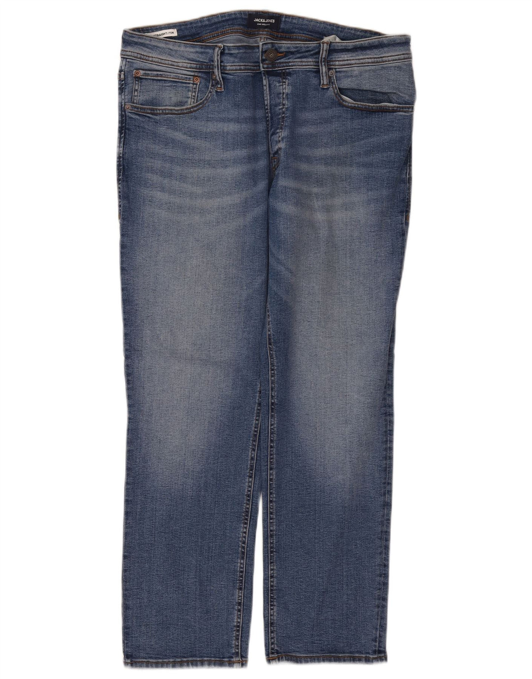 Jack & Jones Mens Tim Straight Jeans W36 L30 Blue Cotton