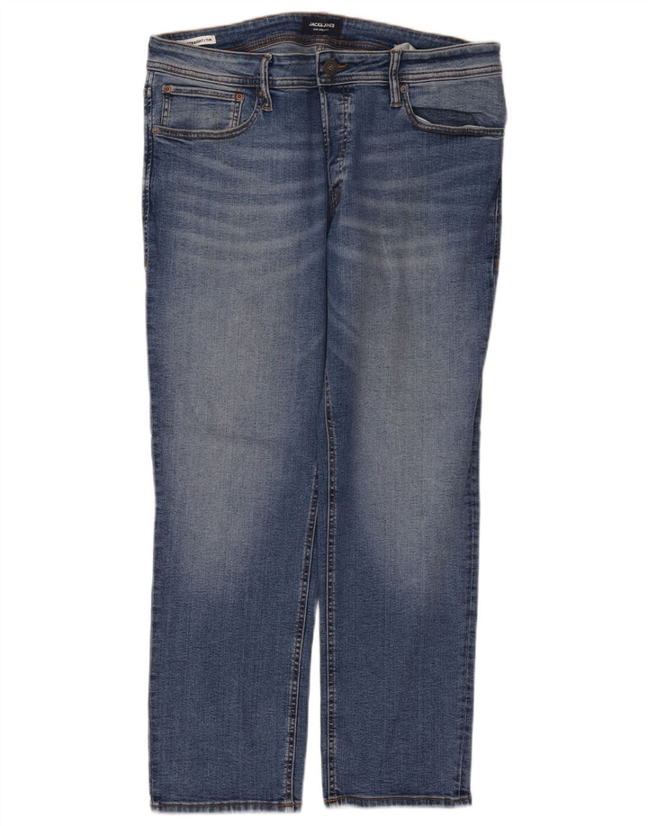 Jack & Jones Mens Tim Straight Jeans W36 L30 Blue Cotton