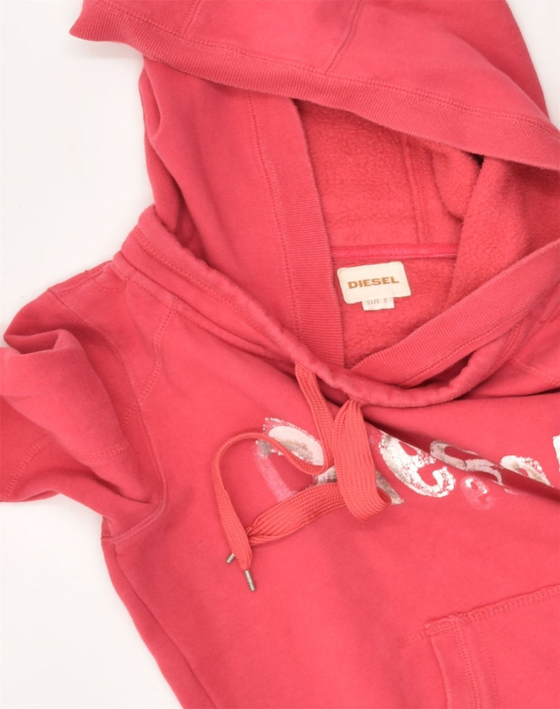 DIESEL Womens Graphic Hoodie Jumper UK 8 Small Red Cotton | Vintage Diesel | Thrift | Second-Hand Diesel | Used Clothing | Messina Hembry 