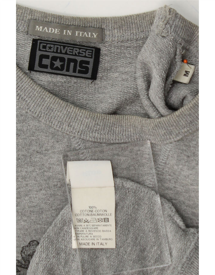 CONVERSE Mens Graphic Sweatshirt Jumper Medium Grey Cotton Vintage Converse and Second-Hand Converse from Messina Hembry 