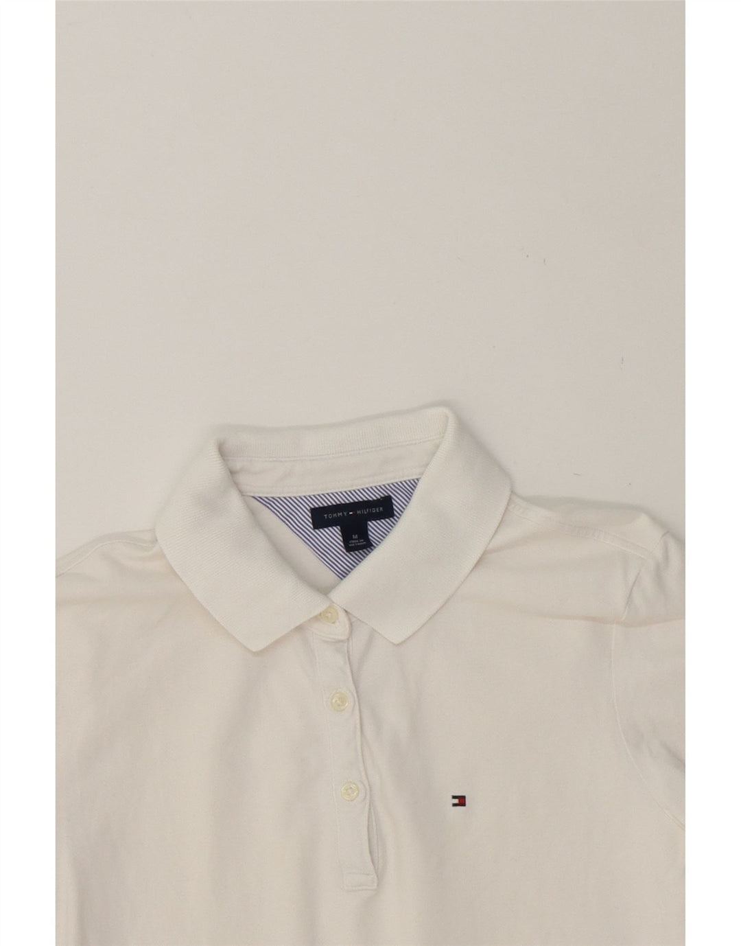TOMMY HILFIGER Womens Polo Shirt UK 12 Medium White Cotton Vintage Tommy Hilfiger and Second-Hand Tommy Hilfiger from Messina Hembry 
