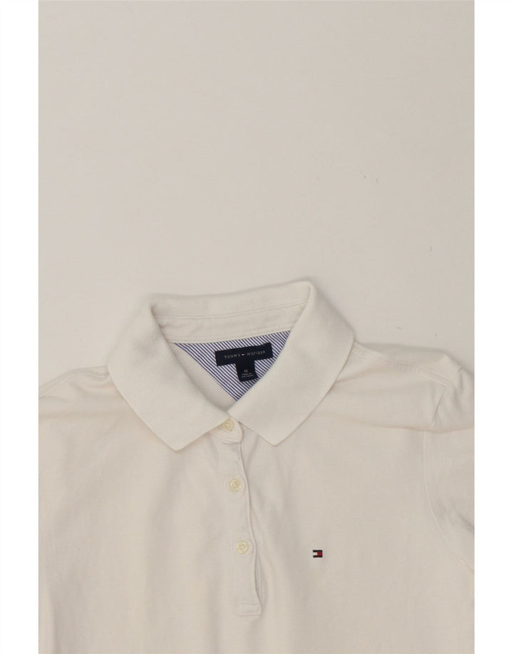 TOMMY HILFIGER Womens Polo Shirt UK 12 Medium White Cotton Vintage Tommy Hilfiger and Second-Hand Tommy Hilfiger from Messina Hembry 