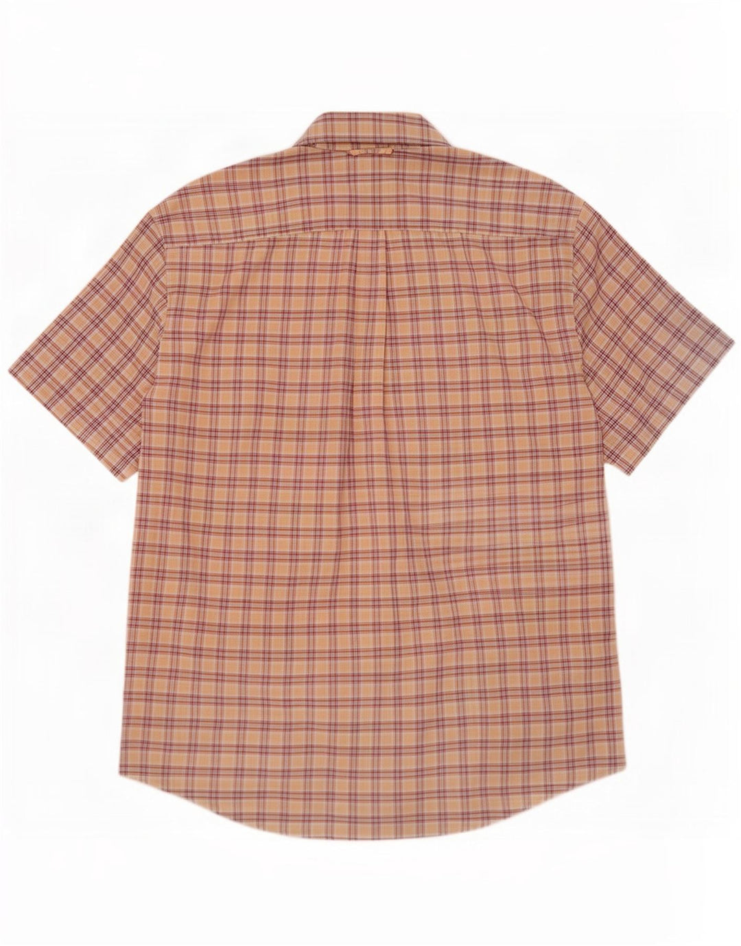Tommy Hilfiger Mens Short Sleeve Shirt Large Beige Check Cotton