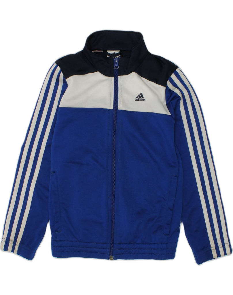 ADIDAS Boys Tracksuit Top Jacket 7-8 Years Blue Polyester | Vintage Adidas | Thrift | Second-Hand Adidas | Used Clothing | Messina Hembry 