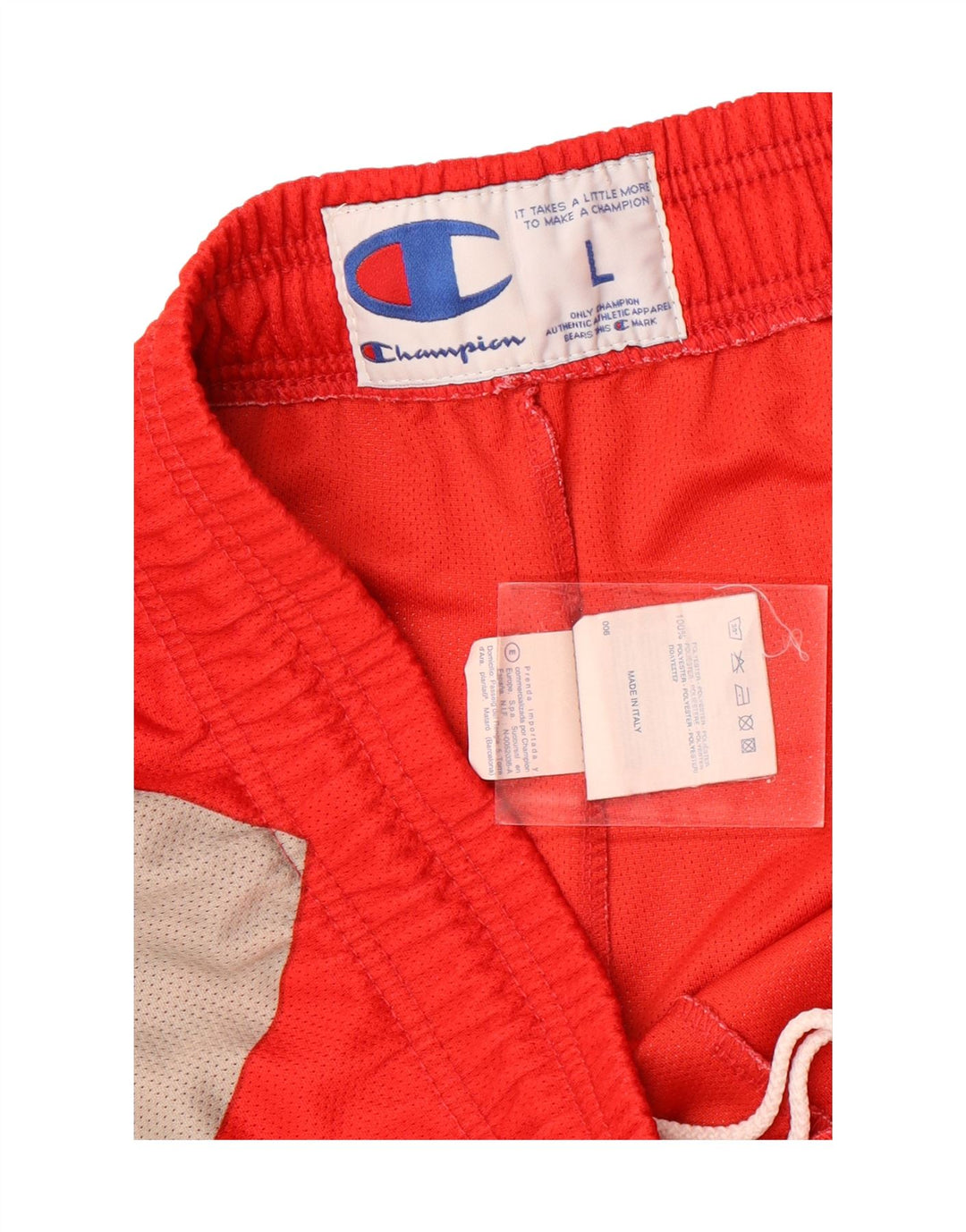 Champion Mens Graphic Sport Shorts Large Red Colourblock Polyester