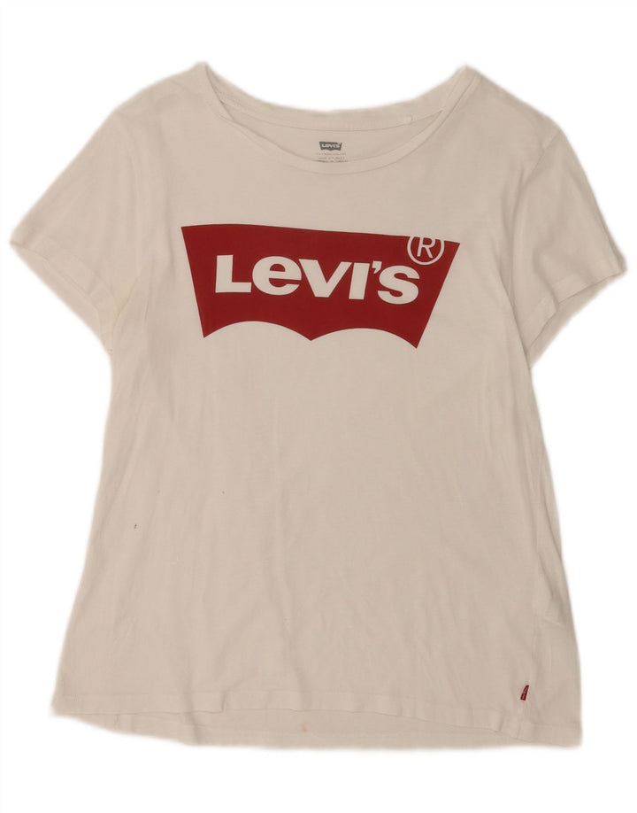Levi's Womens Graphic T-Shirt Top UK 12 Medium White