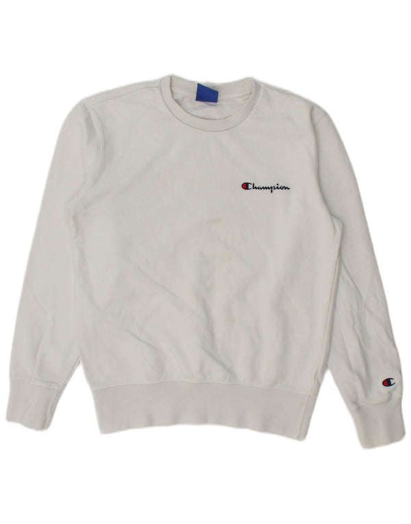 Champion Womens Oversized Sweatshirt Jumper UK 6 XS White Cotton