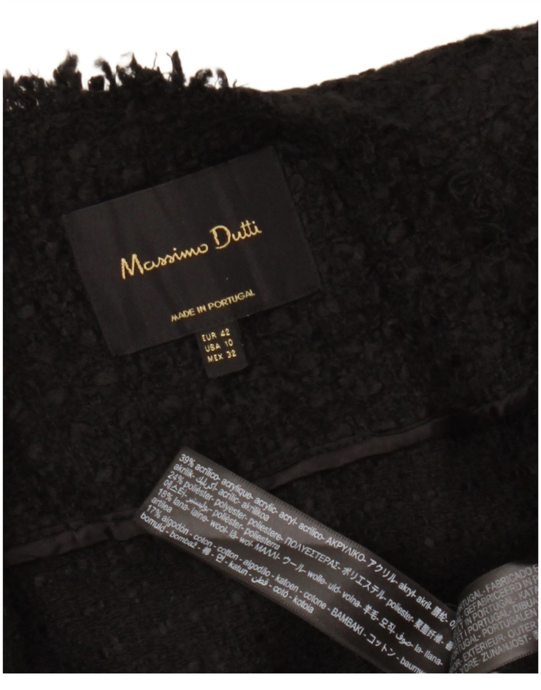 Massimo Dutti Womens Blazer Jacket EU 42 Large Black Acrylic