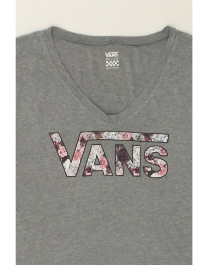 VANS Womens Graphic T-Shirt Top UK 14 Medium Grey Polyester | Vintage Vans | Thrift | Second-Hand Vans | Used Clothing | Messina Hembry 