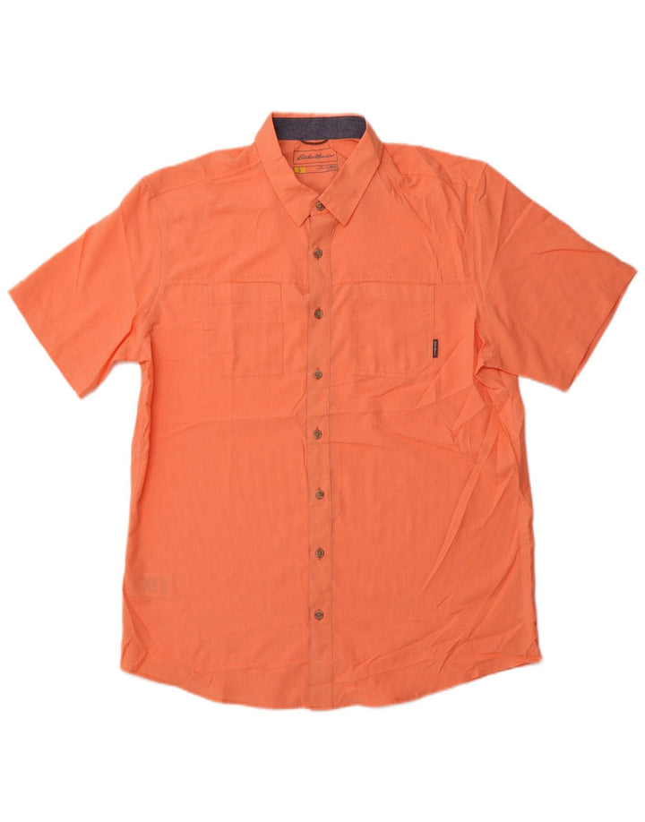 EDDIE BAUER Mens Classic Classic Fit Short Sleeve Shirt Large Orange