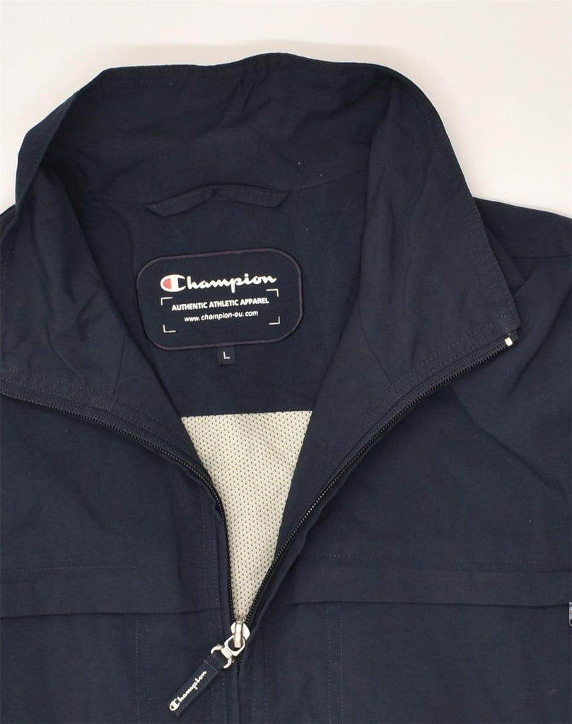 CHAMPION Mens Rain Jacket UK 40 Large Navy Blue Polyamide | Vintage Champion | Thrift | Second-Hand Champion | Used Clothing | Messina Hembry 