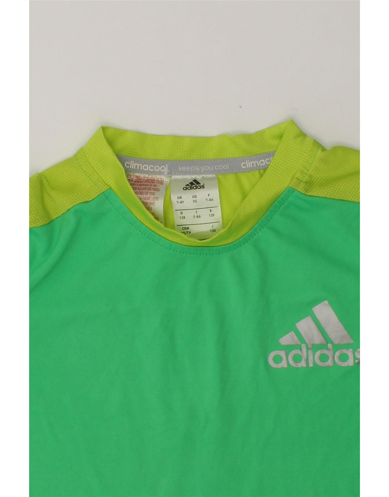 ADIDAS Boys Climacool Graphic T-Shirt Top 7-8 Years Green Polyester | Vintage Adidas | Thrift | Second-Hand Adidas | Used Clothing | Messina Hembry 