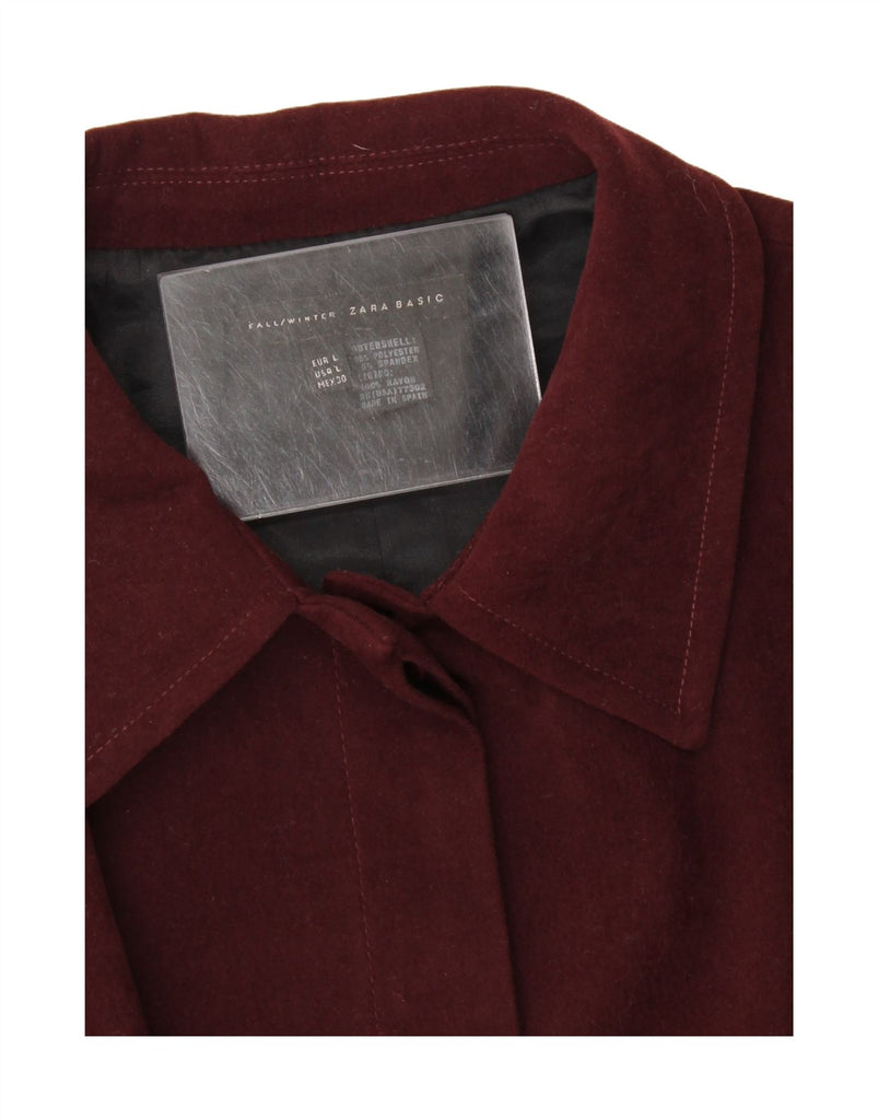 ZARA Womens Bomber Jacket UK 14 Large Burgundy Polyester Vintage Zara and Second-Hand Zara from Messina Hembry 