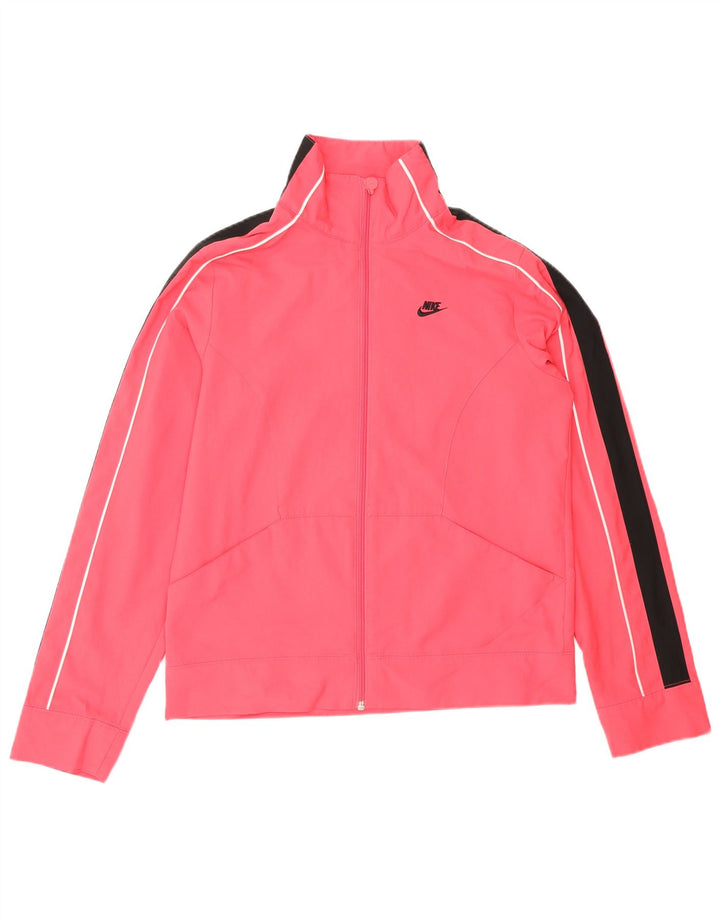 Nike Womens Tracksuit Top Jacket US 4/6 Small Pink Colourblock Polyester