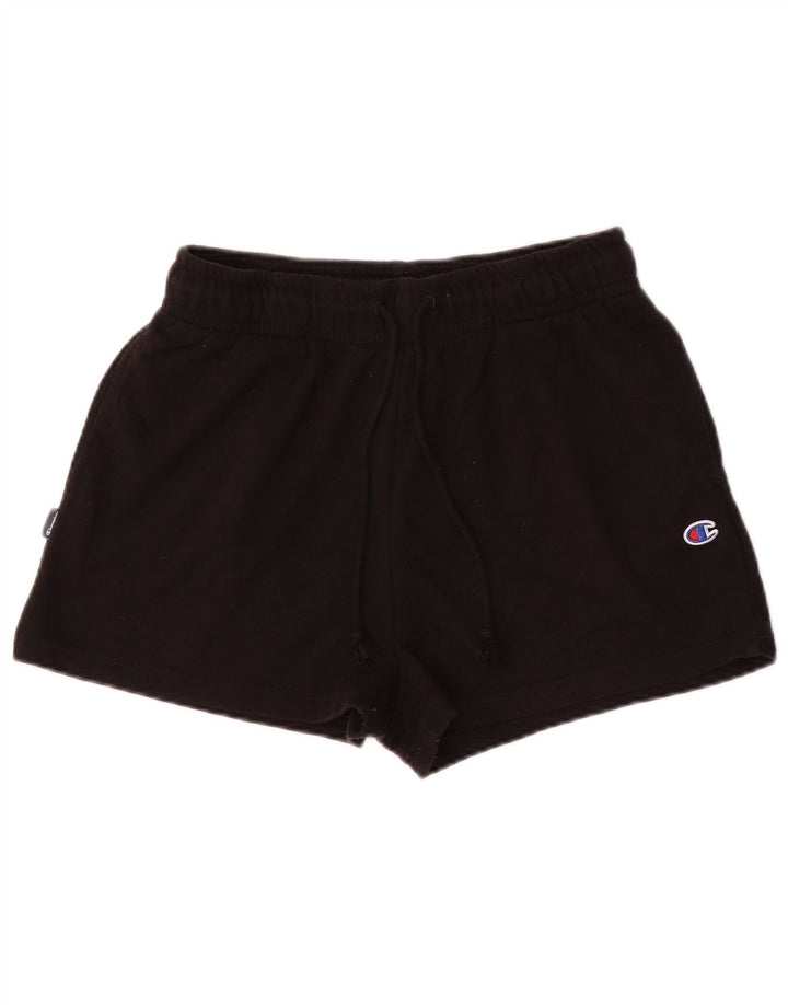 CHAMPION Womens Sport Shorts UK 14 Medium  Black Cotton