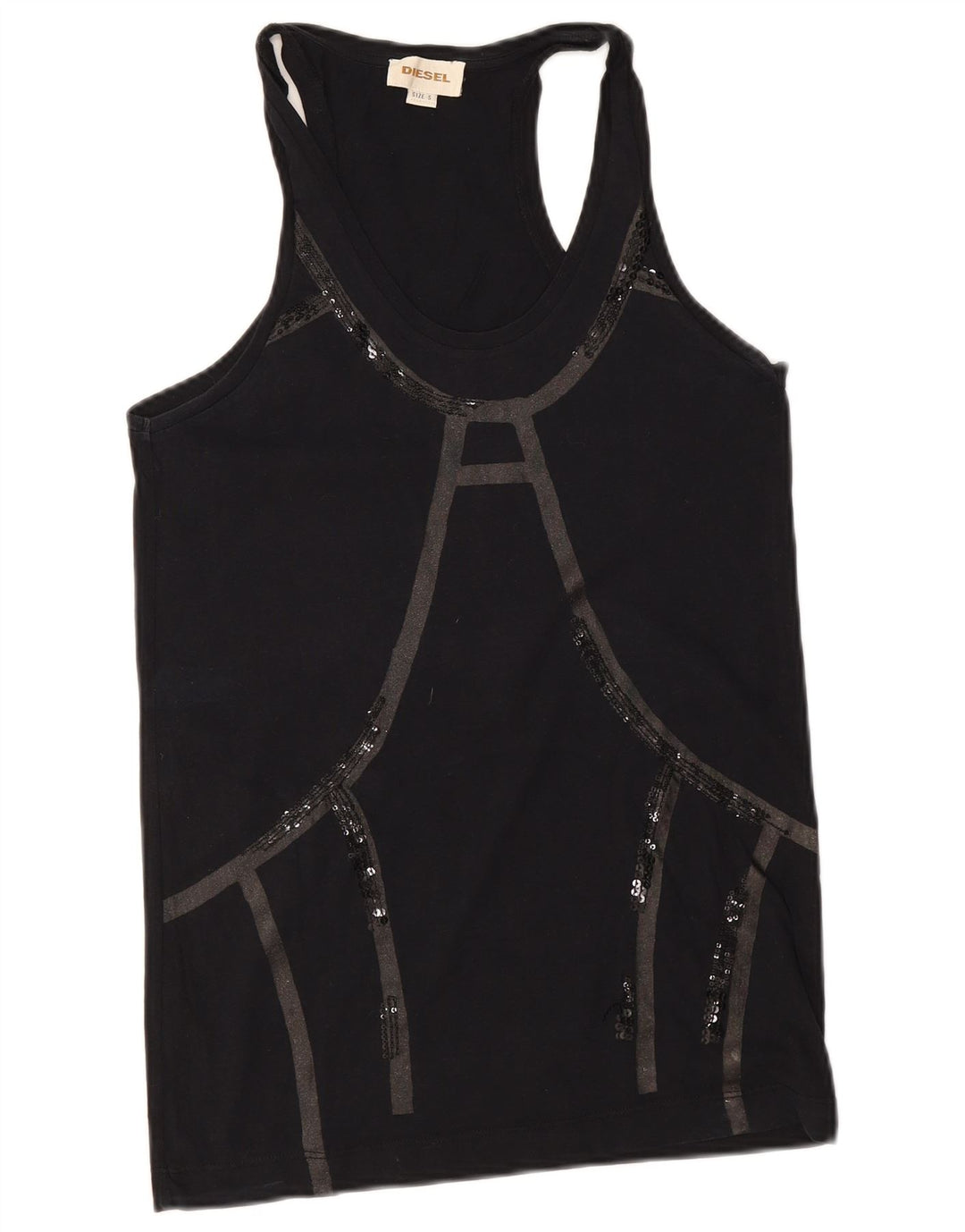 Diesel Womens Vest Top UK 10 Small Black