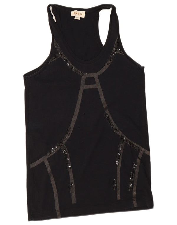Diesel Womens Vest Top UK 10 Small Black