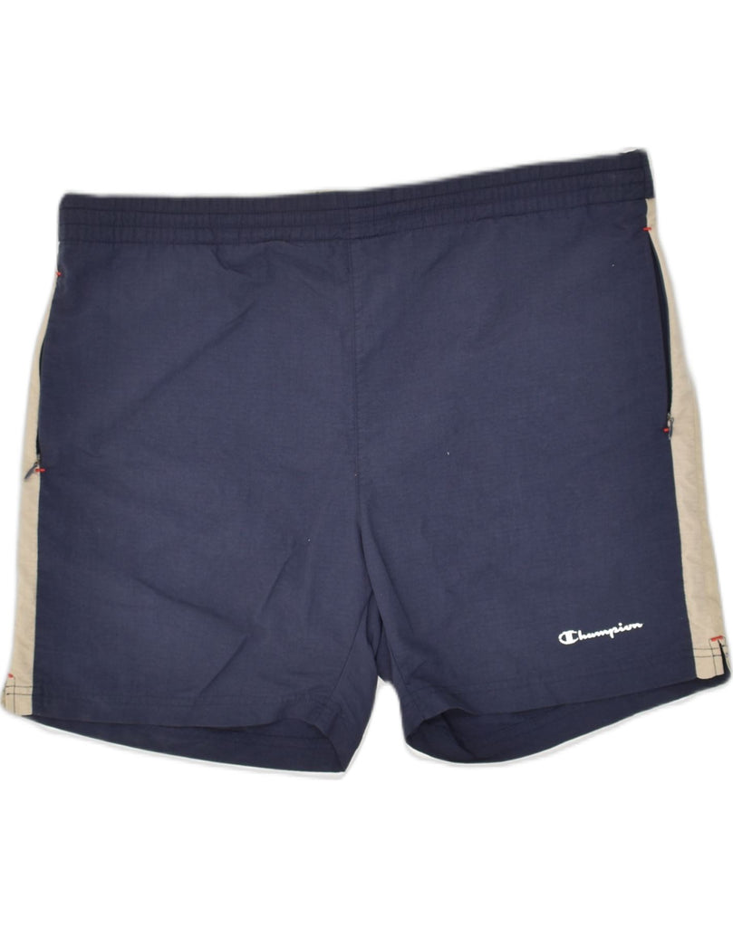 CHAMPION Mens Sport Shorts XL Navy Blue Colourblock | Vintage Champion | Thrift | Second-Hand Champion | Used Clothing | Messina Hembry 