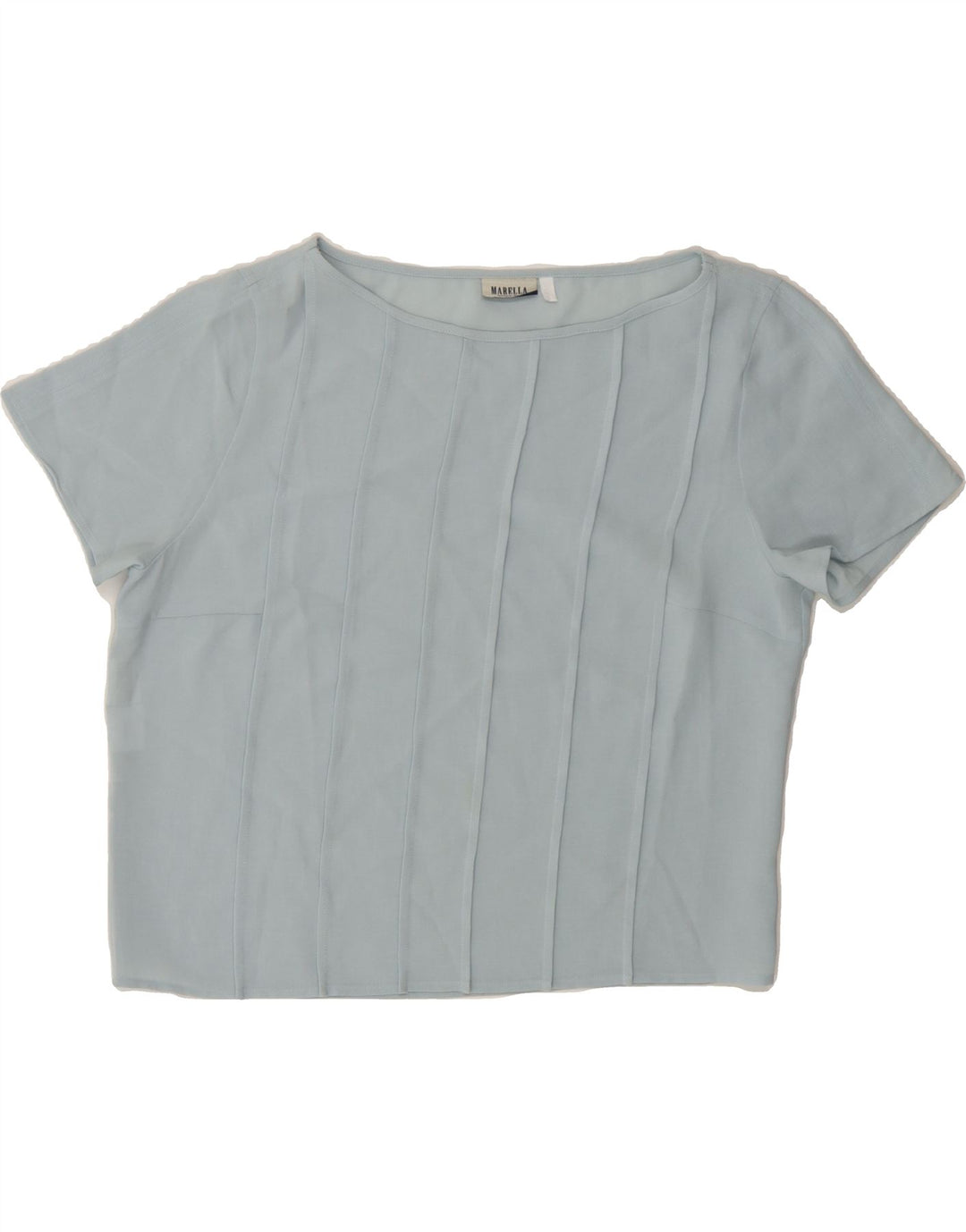MARELLA Womens Crop Blouse Top UK 14 Large Blue Polyester Vintage Marella and Second-Hand Marella from Messina Hembry 