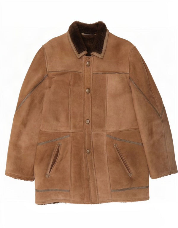 Vintage Mens Shearling Jacket IT 48 Medium Brown
