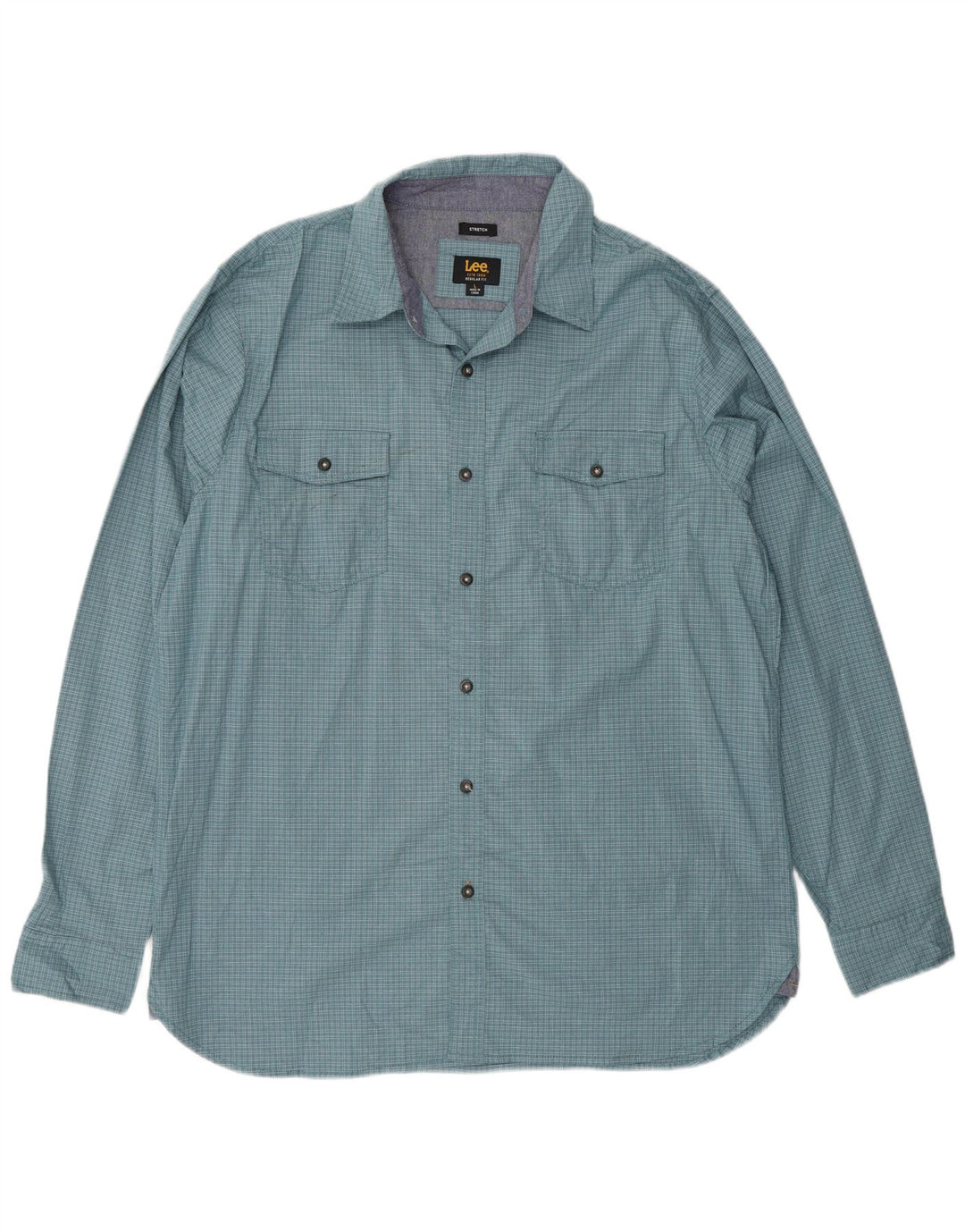Lee Mens Regular Fit Shirt Large Blue Check Cotton