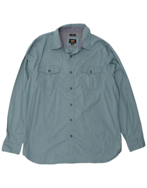 Lee Mens Regular Fit Shirt Large Blue Check Cotton
