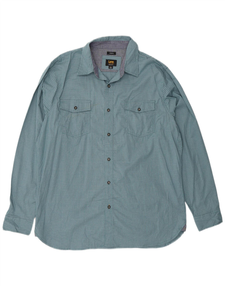 Lee Mens Regular Fit Shirt Large Blue Check Cotton