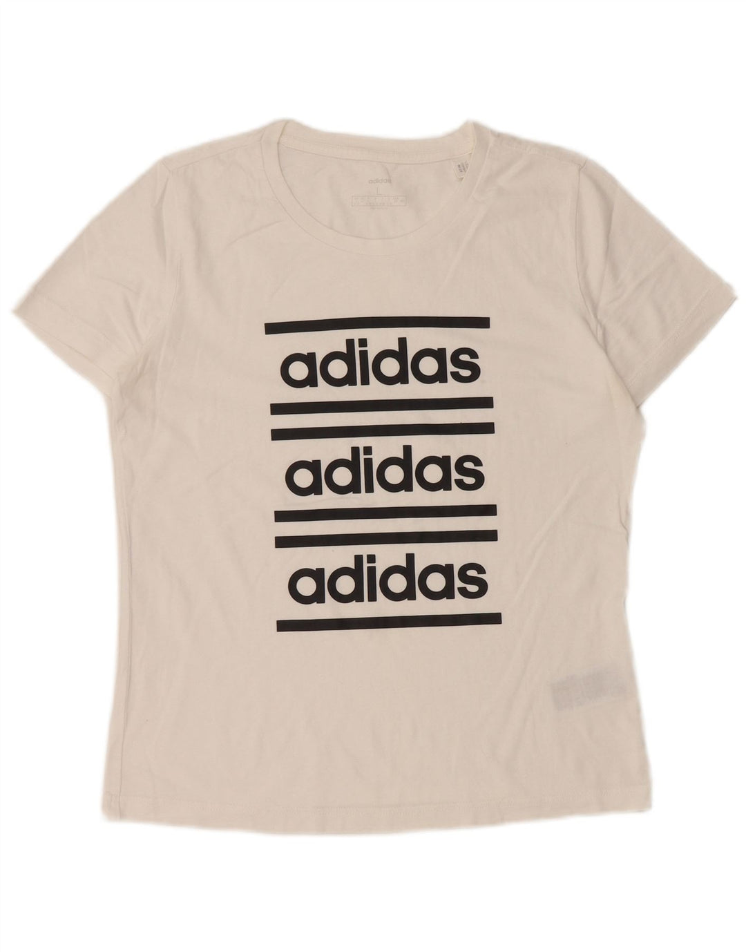 ADIDAS Womens Graphic T-Shirt Top UK 16/18 Large White Cotton