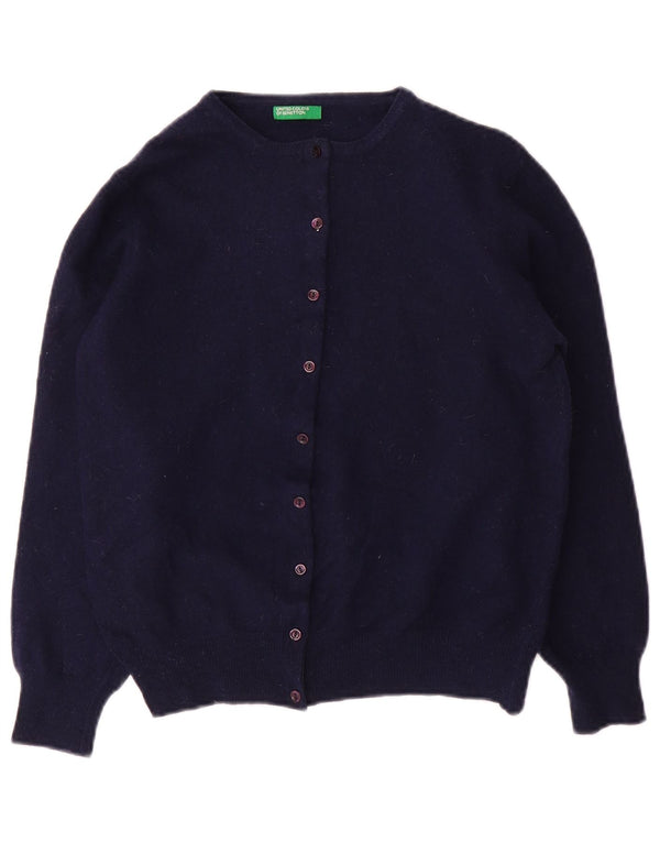 BENETTON Girls Cardigan Sweater 15-16 Years Small Navy Blue Wool