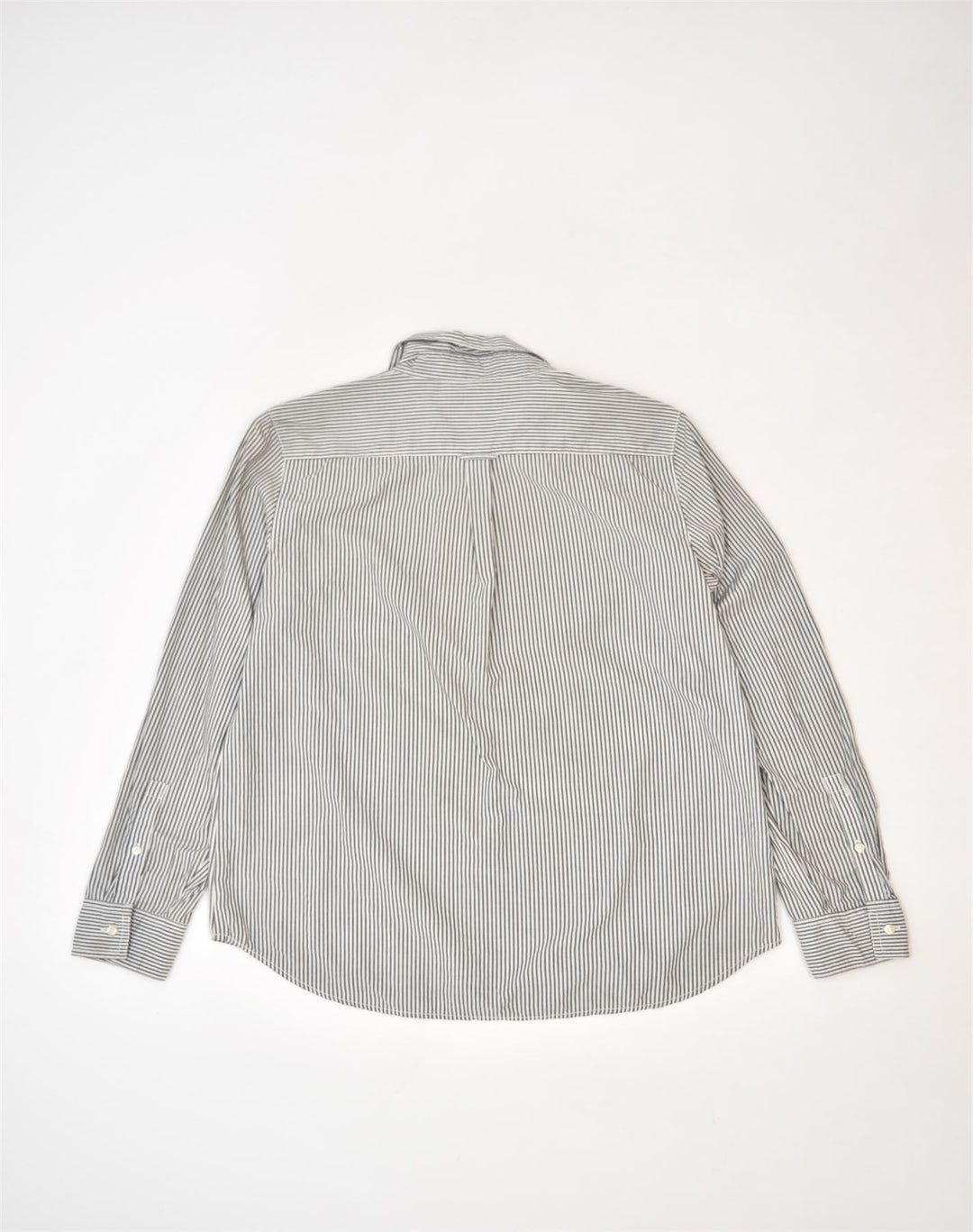 J. CREW Womens Pullover Shirt UK 10 Small Grey Pinstripe Cotton | Vintage | Thrift | Second-Hand | Used Clothing | Messina Hembry 