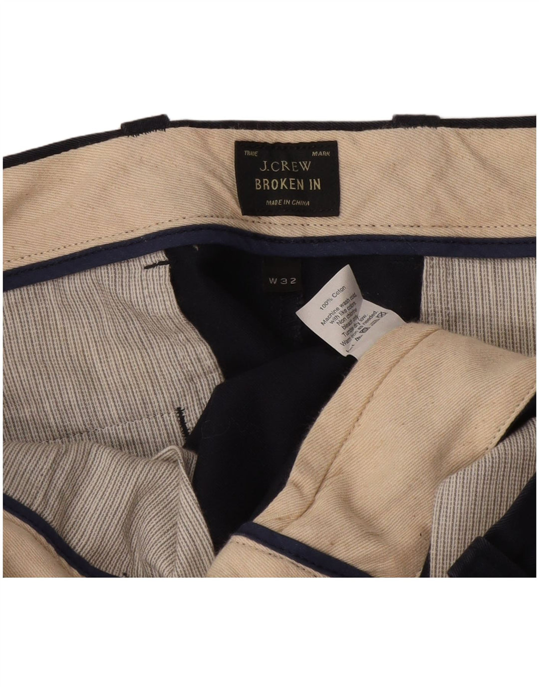 J. Crew Mens Broken In Chino Shorts W32 Medium Navy Blue Cotton