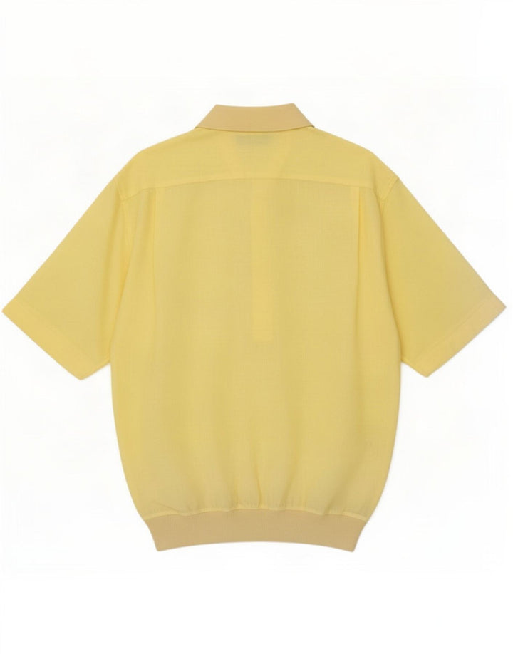 Gran Sasso Mens Short Sleeve Pullover Shirt Large Yellow Linen