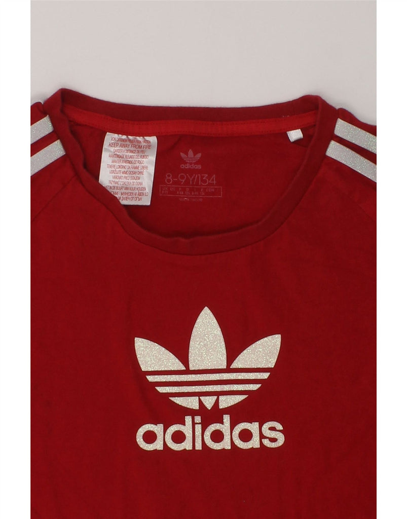 ADIDAS Girls Graphic T-Shirt Top 8-9 Years Red Cotton | Vintage Adidas | Thrift | Second-Hand Adidas | Used Clothing | Messina Hembry 