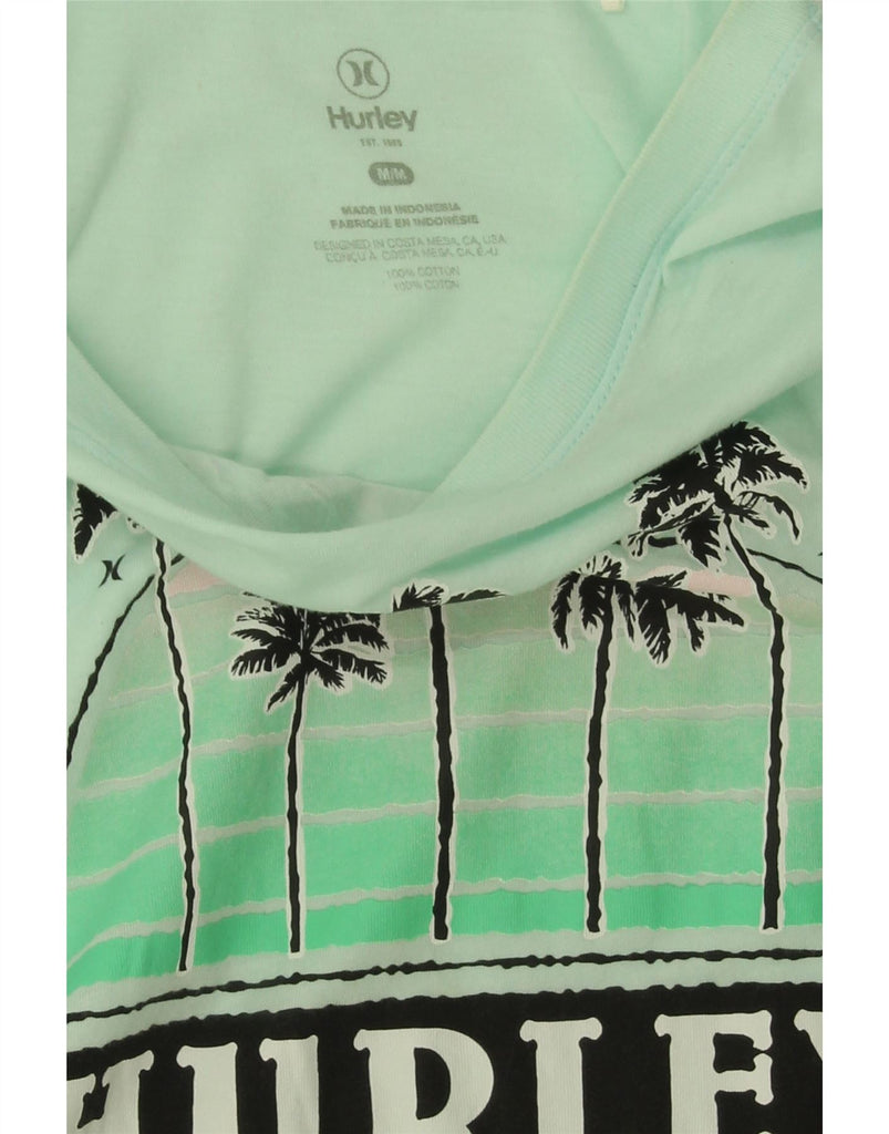HURLEY Womens Graphic T-Shirt Top UK 14 Medium Green Cotton Vintage Hurley and Second-Hand Hurley from Messina Hembry 