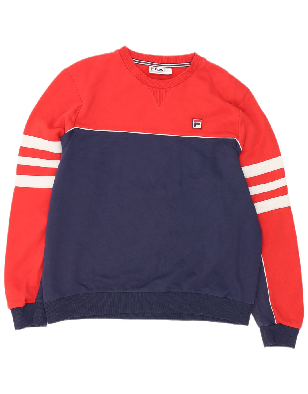 Fila Mens Sweatshirt Jumper XL Red Colourblock Cotton