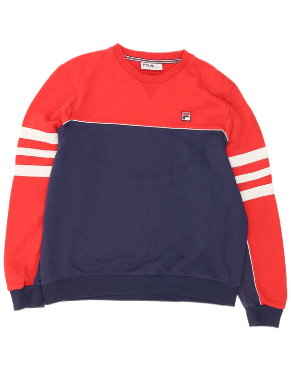 Fila Mens Sweatshirt Jumper XL Red Colourblock Cotton
