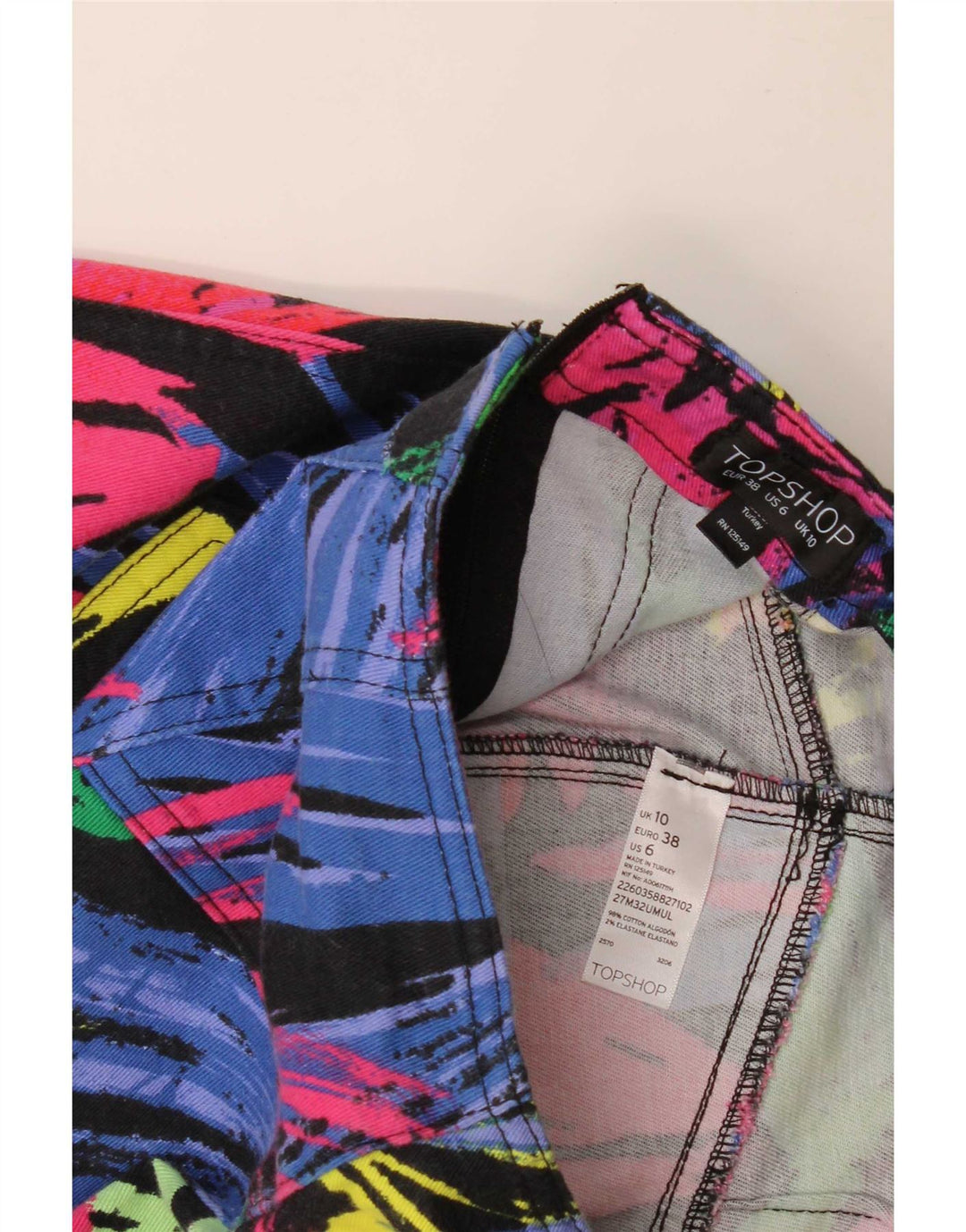 Topshop Womens Abstract Pattern Mini Skirt UK 10 Small W27 Multicoloured