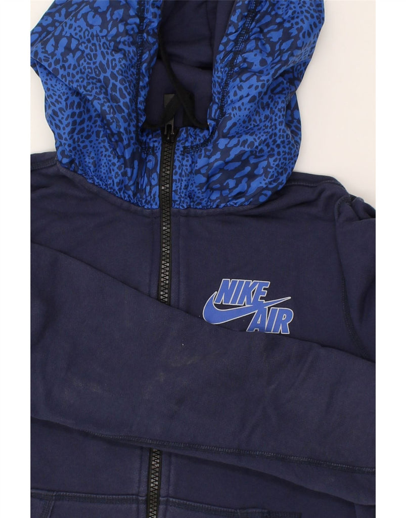 NIKE Womens Loose Fit Graphic Zip Hoodie Sweater UK 6 XS Navy Blue | Vintage Nike | Thrift | Second-Hand Nike | Used Clothing | Messina Hembry 