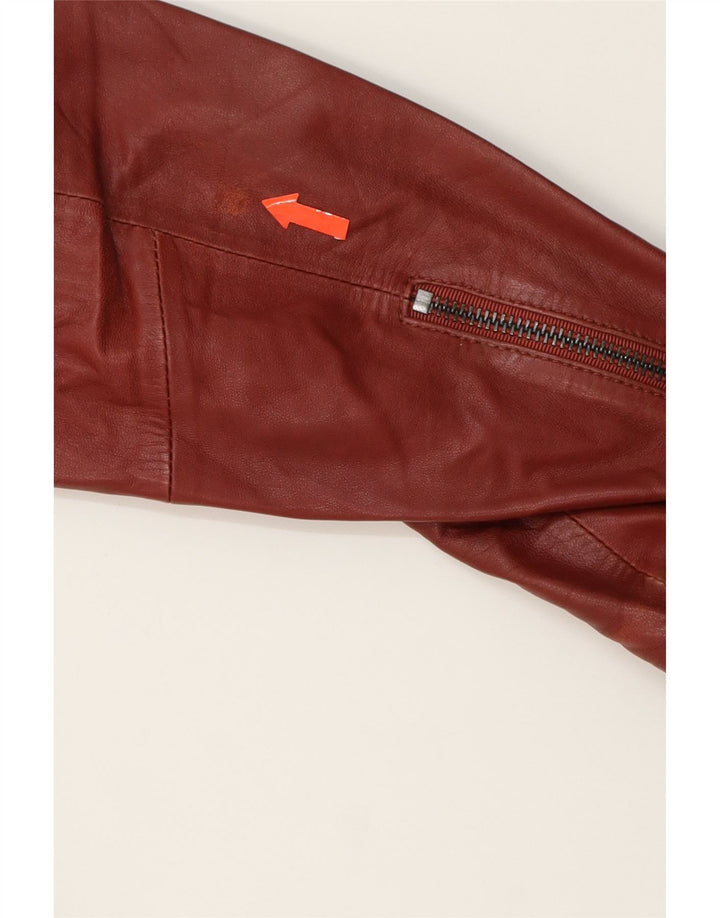 JAEGER Womens Leather Jacket UK 12 Medium Brown Leather Vintage Jaeger and Second-Hand Jaeger from Messina Hembry 