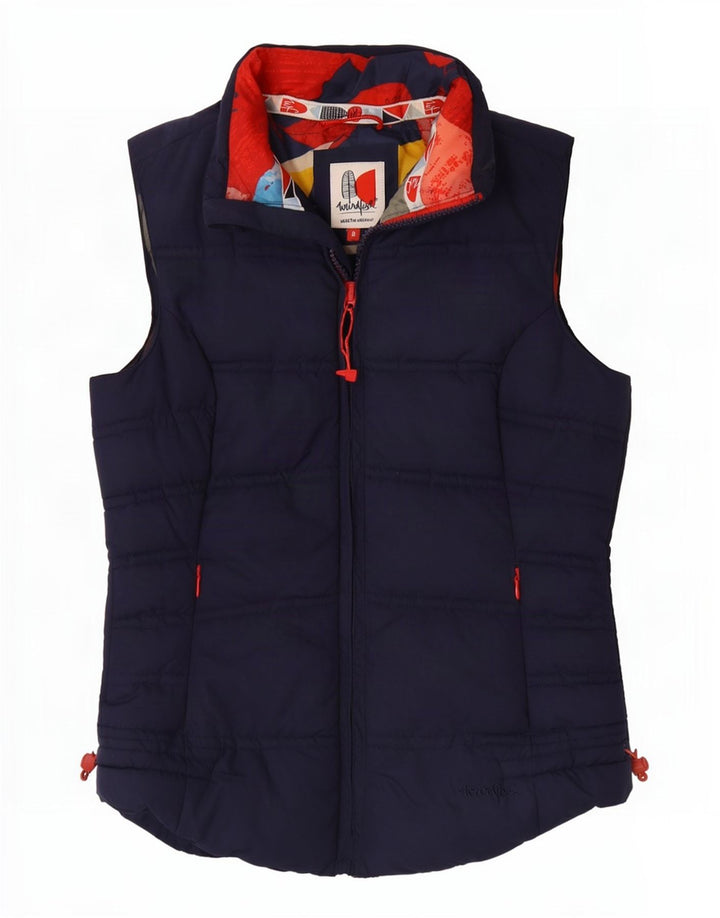 Weird Fish Womens Padded Gilet UK 8 Small Navy Blue Polyester