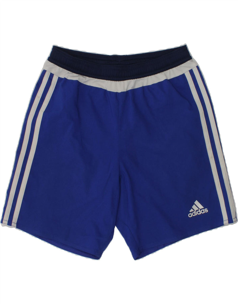 ADIDAS Boys Climalite Graphic Sport Shorts 9-10 Years Blue Polyester | Vintage Adidas | Thrift | Second-Hand Adidas | Used Clothing | Messina Hembry 