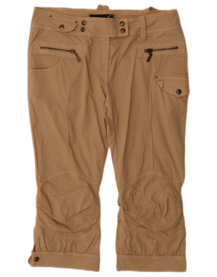 JUST CAVALLI Womens Cargo Capri Trousers IT 44 Medium W30  Beige Cotton