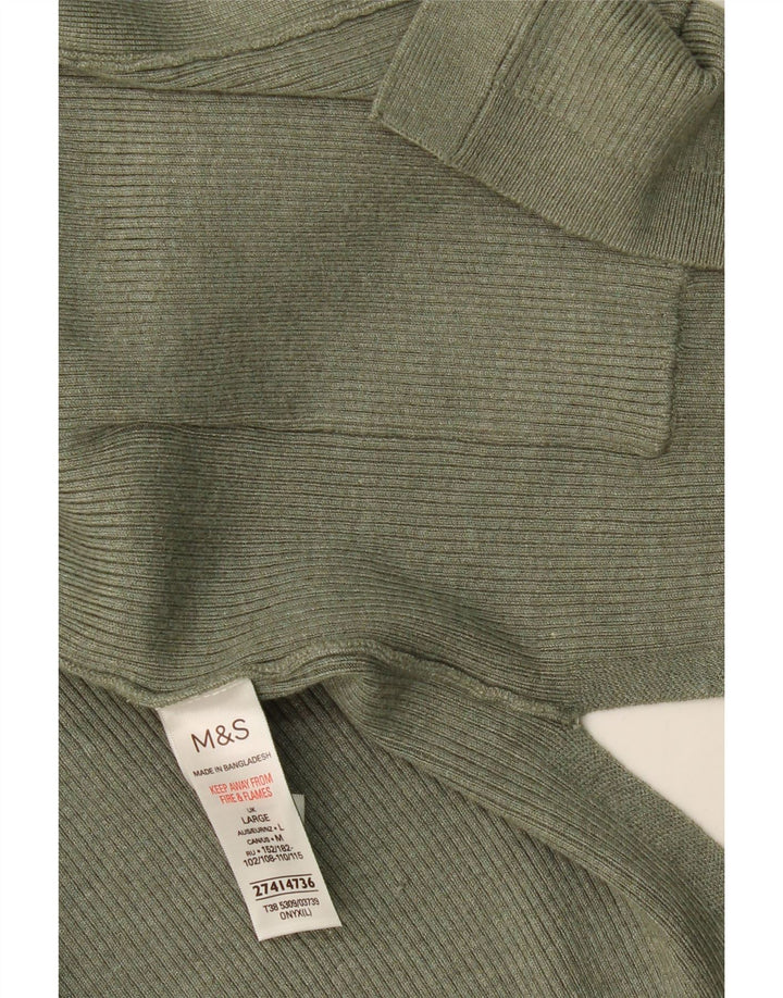 Marks & Spencer Womens Oversized Open Cardigan Sweater UK 16 Large Khaki