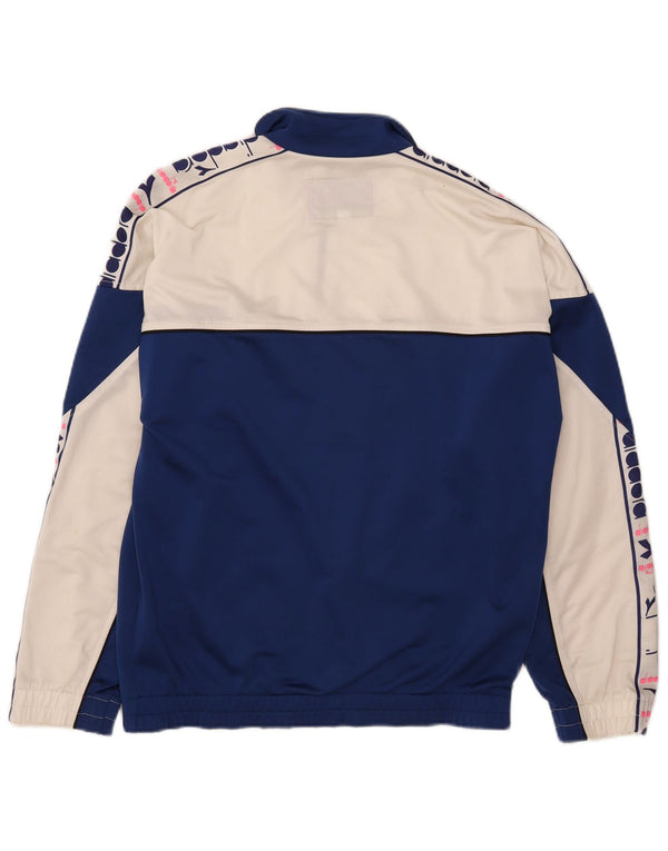 Diadora Mens Graphic Tracksuit Top Jacket UK 38 Medium Blue Colourblock
