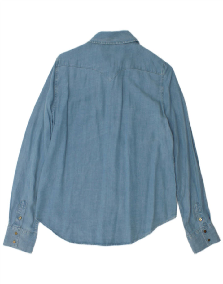 Zara Womens Denim Shirt UK 16 Large Blue Lyocell