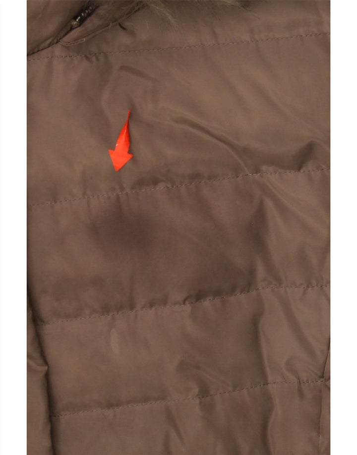 ARMANI JEANS Womens Hooded Padded Jacket IT 40 Small Brown Polyester