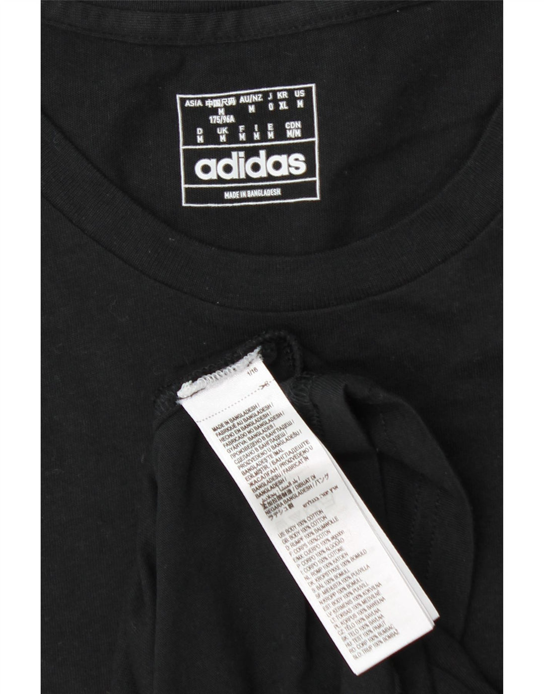 Adidas Mens T-Shirt Top Medium Black Cotton