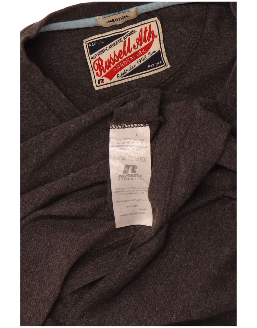 RUSSELL ATHLETIC Mens Graphic T-Shirt Top Medium Grey Cotton