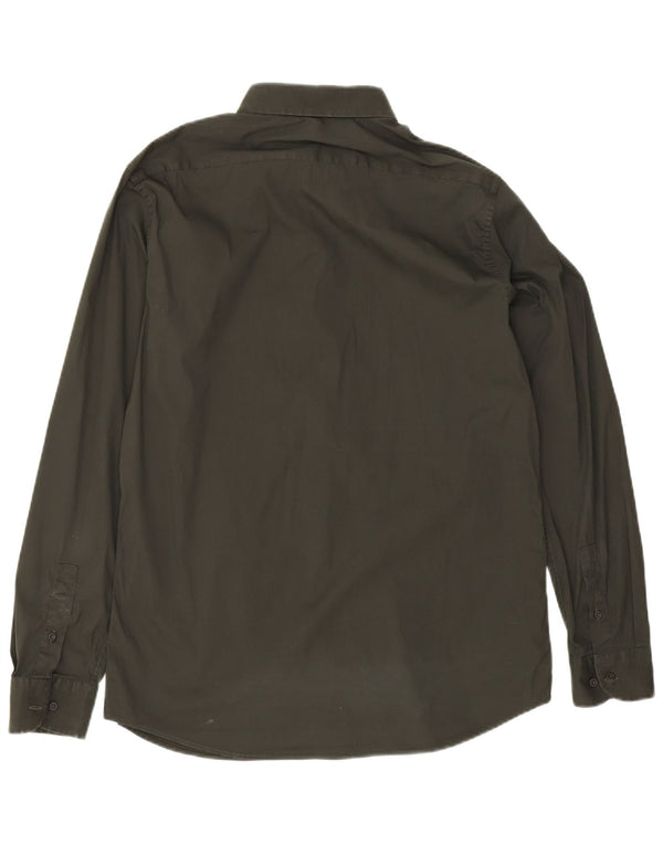 Massimo Dutti Mens Shirt Large Green Cotton